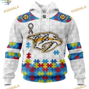 Custom Autism Awareness NHL Nashville Predators Hoodie 3D 1
