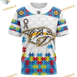 Custom Autism Awareness NHL Nashville Predators Hoodie 3D 3