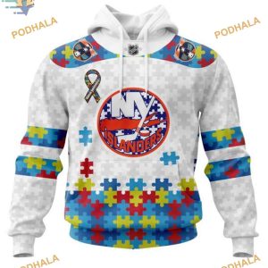 Custom Autism Awareness NHL New York Islanders Hoodie 3D 1