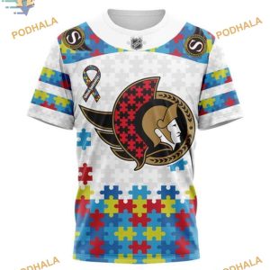 Custom Autism Awareness NHL Ottawa Senators Hoodie 3D 3