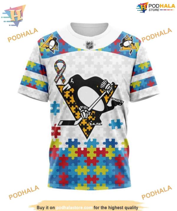 Custom Autism Awareness NHL Pittsburgh Penguins Hoodie 3D