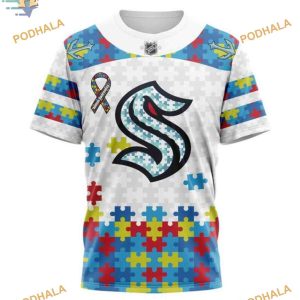 Custom Autism Awareness NHL Seattle Kraken Hoodie 3D 3