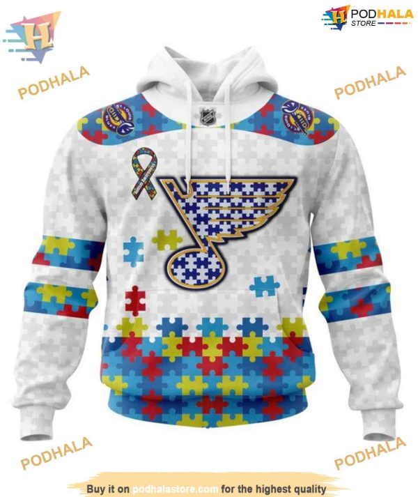 Custom Autism Awareness NHL St. Louis Blues Hoodie 3D Sweatshirt