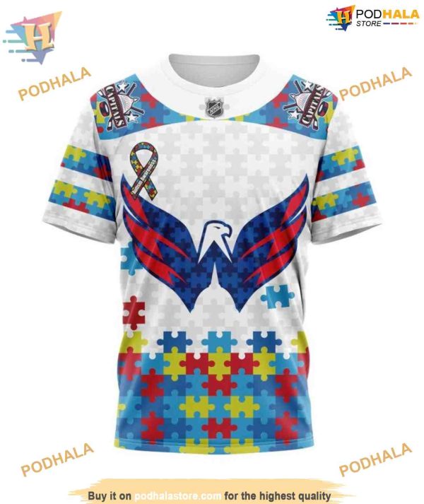 Custom Autism Awareness NHL Washington Capitals Hoodie 3D