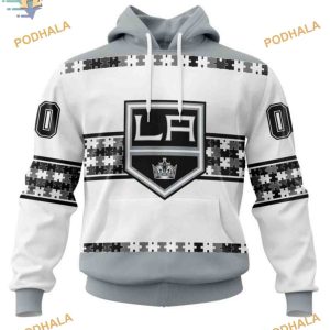 Custom Autism Awareness Name And Number NHL Los Angeles Kings Hoodie 3D 1