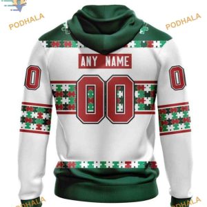 Custom Autism Awareness Name And Number NHL Minnesota Wild Hoodie 3D 2