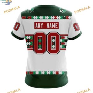 Custom Autism Awareness Name And Number NHL Minnesota Wild Hoodie 3D 4