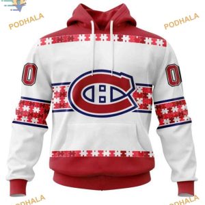 Custom Autism Awareness Name And Number NHL Montreal Canadiens Hoodie 3D 1
