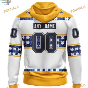 Custom Autism Awareness Name And Number NHL Nashville Predators Hoodie 3D 2