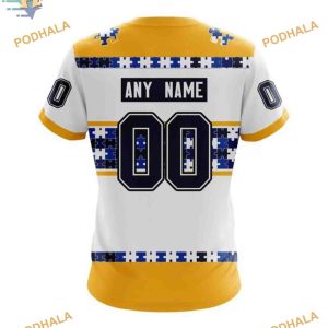Custom Autism Awareness Name And Number NHL Nashville Predators Hoodie 3D 4