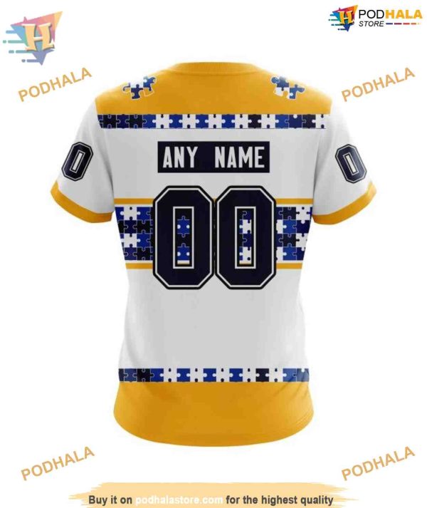 Custom Autism Awareness Name And Number NHL Nashville Predators Hoodie 3D