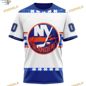 Custom Autism Awareness Name And Number NHL New York Islanders Hoodie 3D 3