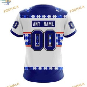 Custom Autism Awareness Name And Number NHL New York Islanders Hoodie 3D 4