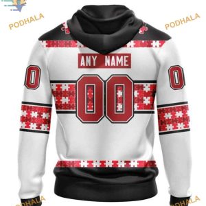 Custom Autism Awareness Name And Number NHL Ottawa Senators Hoodie 3D 2