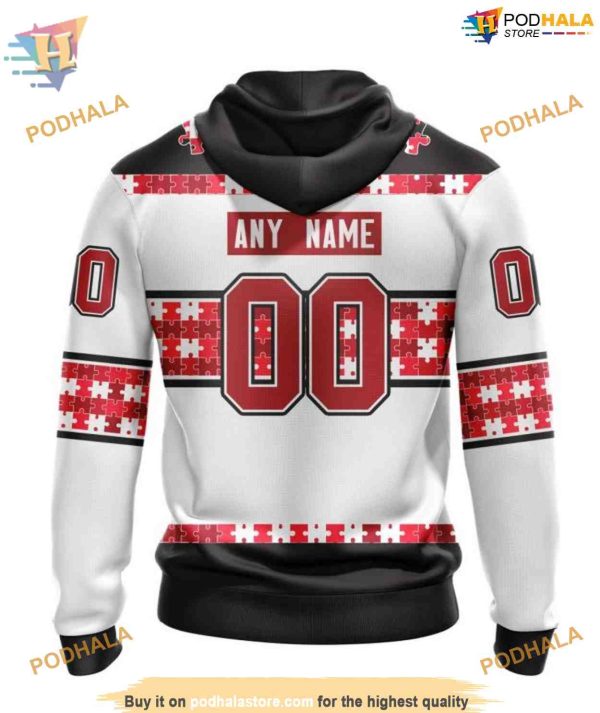 Custom Autism Awareness Name And Number NHL Ottawa Senators Hoodie 3D