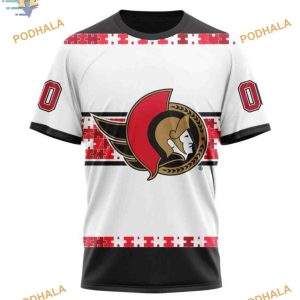 Custom Autism Awareness Name And Number NHL Ottawa Senators Hoodie 3D 3