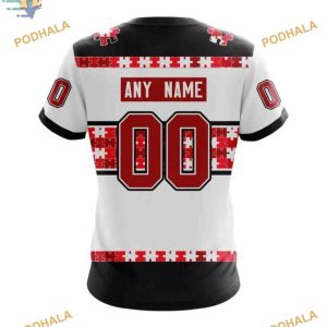 Custom Autism Awareness Name And Number NHL Ottawa Senators Hoodie 3D 4