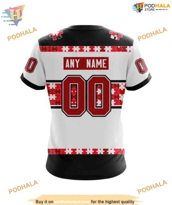 Custom Autism Awareness Name And Number NHL Ottawa Senators Hoodie 3D