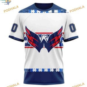 Custom Autism Awareness Name And Number NHL Washington Capitals Hoodie 3D 3