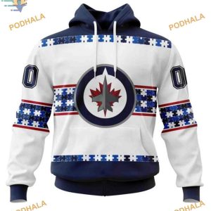 Custom Autism Awareness Name And Number NHL Winnipeg Jets Hoodie 3D 1