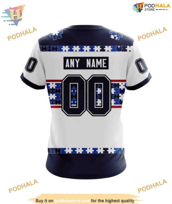 Custom Autism Awareness Name And Number NHL Winnipeg Jets Hoodie 3D