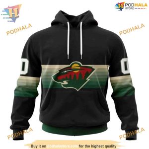 Custom Black And Gradient Design NHL Minnesota Wild Hoodie 3D 1