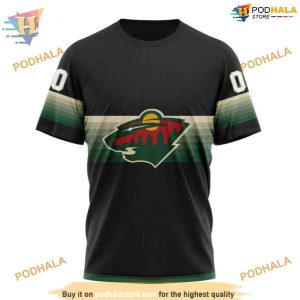 Custom Black And Gradient Design NHL Minnesota Wild Hoodie 3D 3