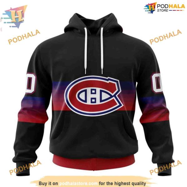 Custom Black And Gradient Design NHL Montreal Canadiens Hoodie 3D