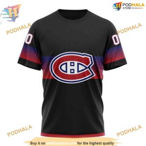 Custom Black And Gradient Design NHL Montreal Canadiens Hoodie 3D 3