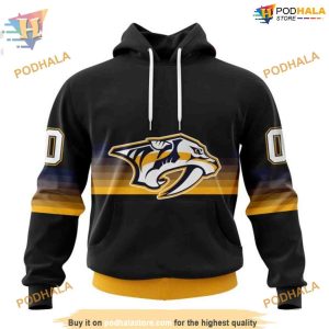 Custom Black And Gradient Design NHL Nashville Predators Hoodie 3D 1