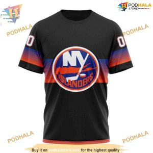 Custom Black And Gradient Design NHL New York Islanders Hoodie 3D 3