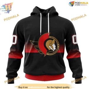 Custom Black And Gradient Design NHL Ottawa Senators Hoodie 3D 1