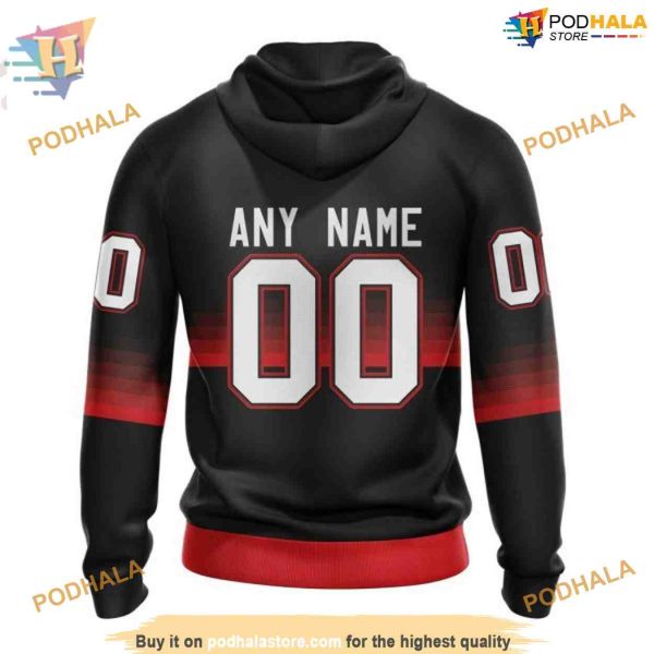 Custom Black And Gradient Design NHL Ottawa Senators Hoodie 3D