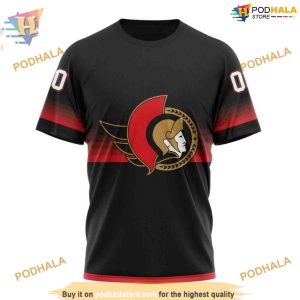 Custom Black And Gradient Design NHL Ottawa Senators Hoodie 3D 3