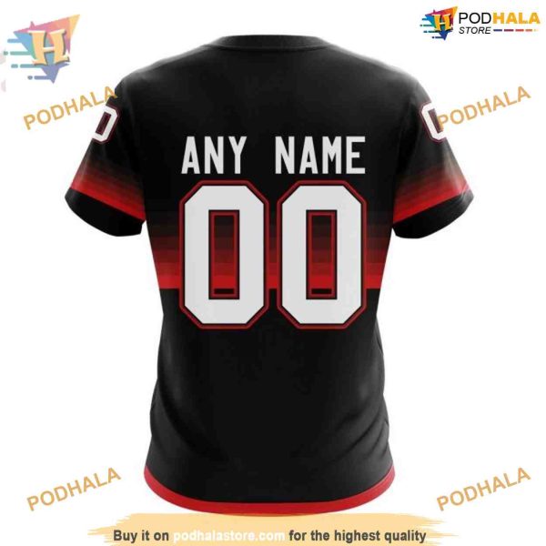 Custom Black And Gradient Design NHL Ottawa Senators Hoodie 3D