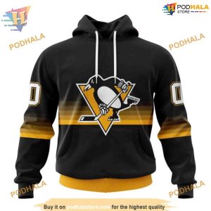 Custom Black And Gradient Design NHL Pittsburgh Penguins Hoodie 3D 1
