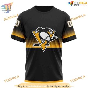 Custom Black And Gradient Design NHL Pittsburgh Penguins Hoodie 3D 3