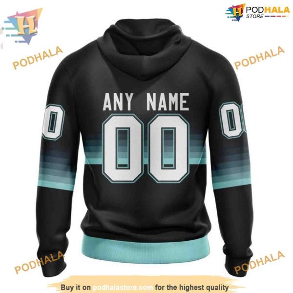 Custom Black And Gradient Design NHL Seattle Kraken Hoodie 3D