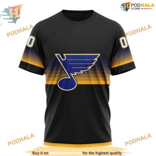 Custom Black And Gradient Design NHL St. Louis Blues Hoodie 3D