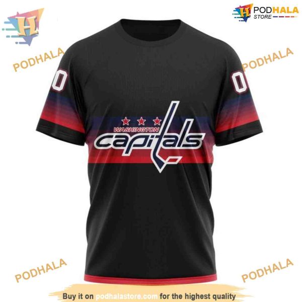 Custom Black And Gradient Design NHL Washington Capitals Hoodie 3D