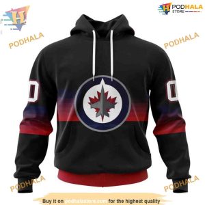 Custom Black And Gradient Design NHL Winnipeg Jets Hoodie 3D 1