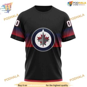 Custom Black And Gradient Design NHL Winnipeg Jets Hoodie 3D 3
