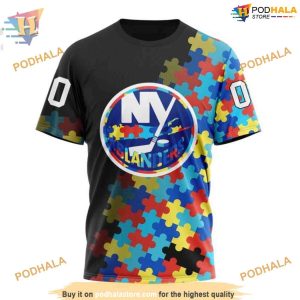 Custom Black Autism Awareness Design NHL New York Islanders Hoodie 3D 3