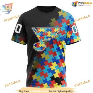 Custom Black Autism Awareness Design NHL St Louis Blues Hoodie 3D 3