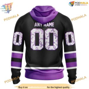 Custom Black Hockey Fights Cancer Kits NHL Minnesota Wild Hoodie 3D 2