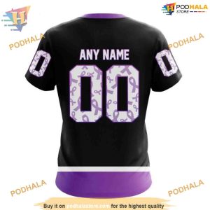 Custom Black Hockey Fights Cancer Kits NHL Minnesota Wild Hoodie 3D 4