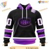 Custom Black Hockey Fights Cancer Kits NHL Montreal Canadiens Hoodie 3D