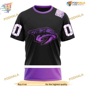 Custom Black Hockey Fights Cancer Kits NHL Nashville Predators Hoodie 3D 3