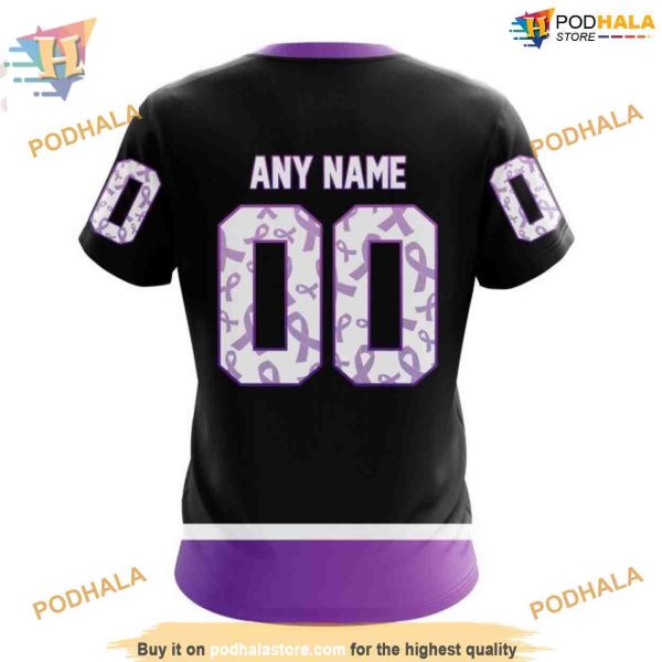 Custom Black Hockey Fights Cancer Kits NHL Ottawa Senators Hoodie 3D