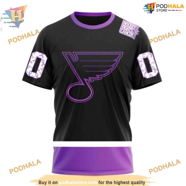 Custom Black Hockey Fights Cancer Kits NHL St. Louis Blues Hoodie 3D